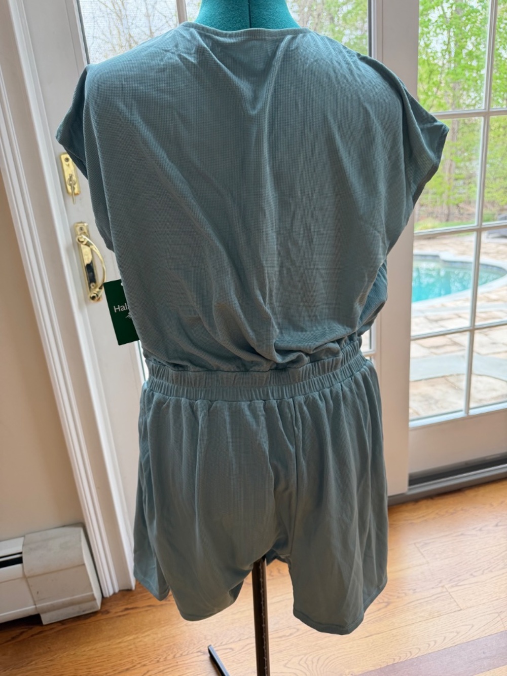 NWT Halara V- neck Short Sleeve Pocket Waffle Casual Romper size L - Picture 4 of 11